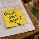 Владелец квартиры изучает квитанцию с начислениями от управляющей компании, чтобы разобраться, как оспорить долг по ЖКХ.