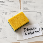Сотрудник управляющей компании моет пол в подъезде многоквартирного дома, соблюдая установленные нормативы уборки подъезда.